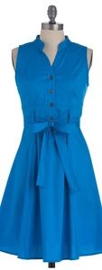Turquoise sleeveless buttonup a-line dress
